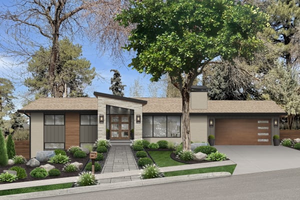 A modern home with landscaping using late summer gardening ideas, designed by brick&batten.
