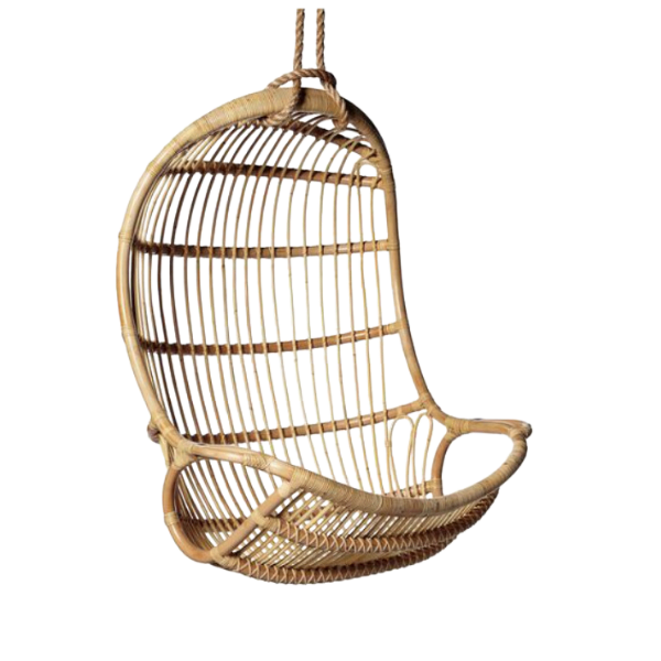 A rattan porch swing