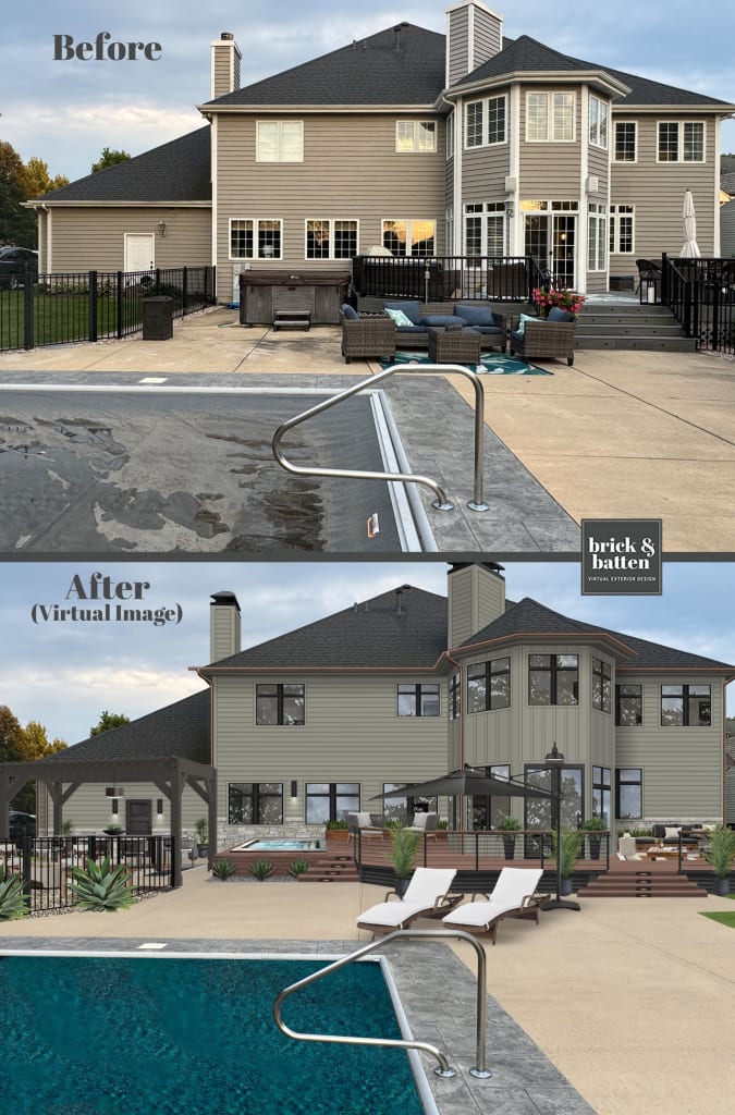 A before and after demonstrating the power of house staging for outdoor spaces