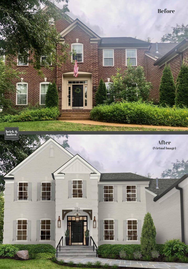 Before and after of simplified landscaping