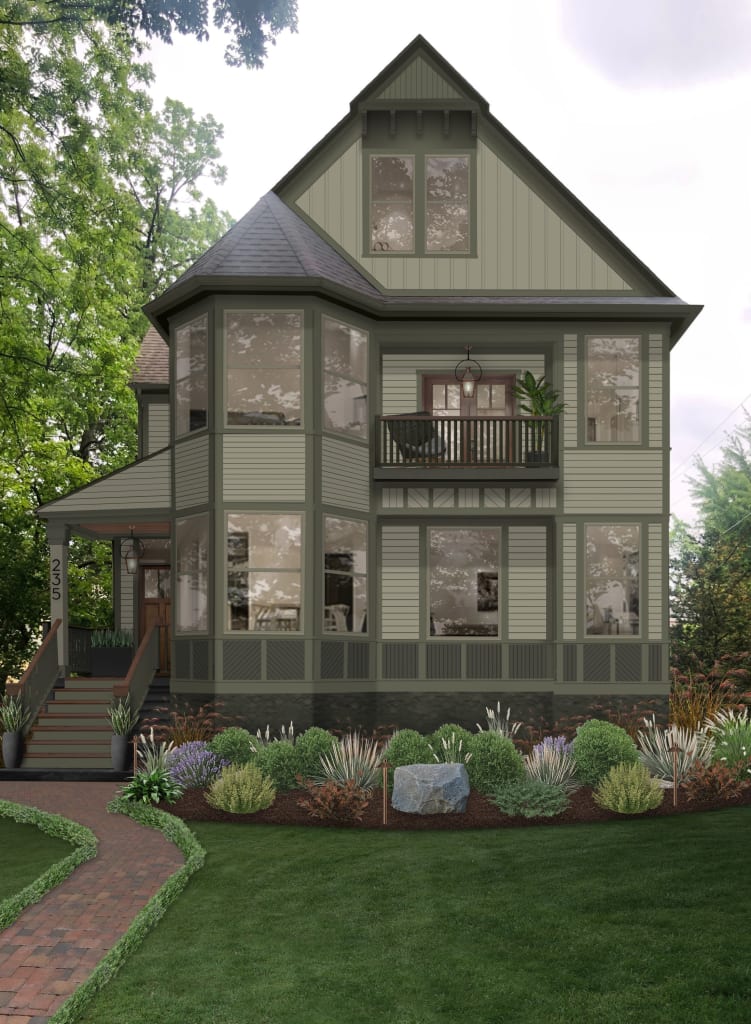 green house with green exterior trim