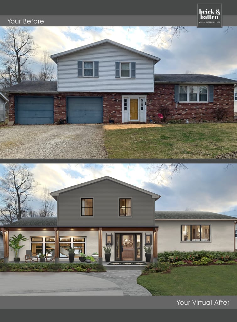 traditional home with smooth concrete driveway and stone walkway