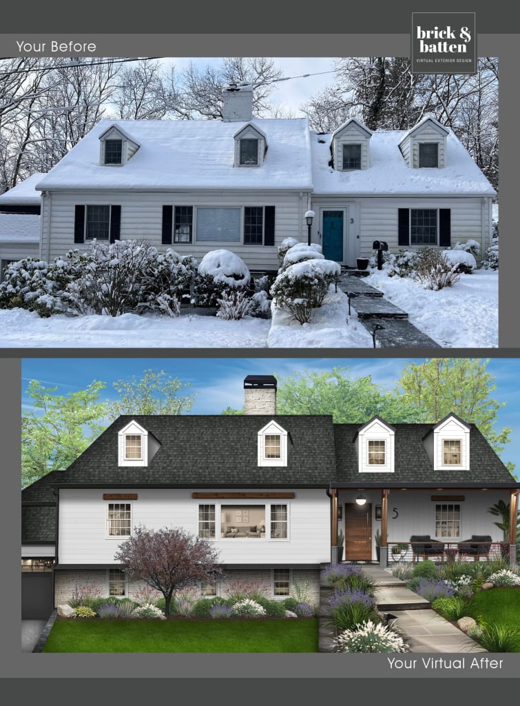 Before and after of a Cape Cod home with some modern updates