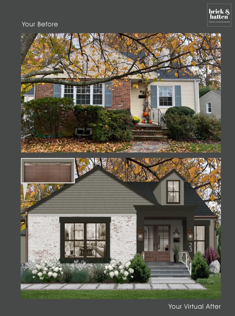 A Cape Cod style home with multiple textures