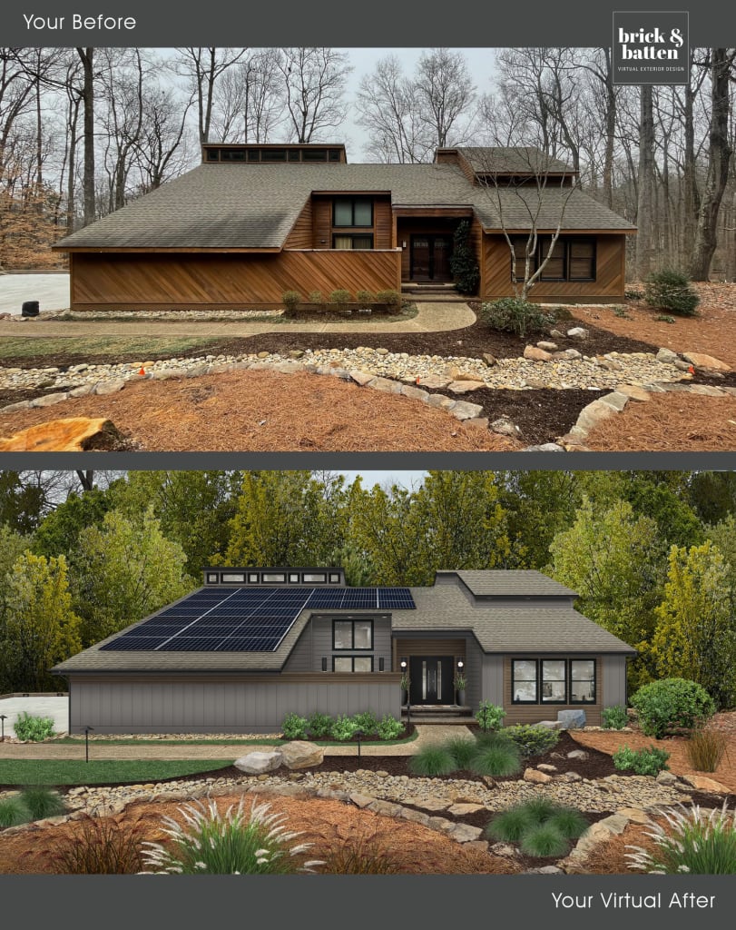 A before and after of a home with JAMES HARDIE siding