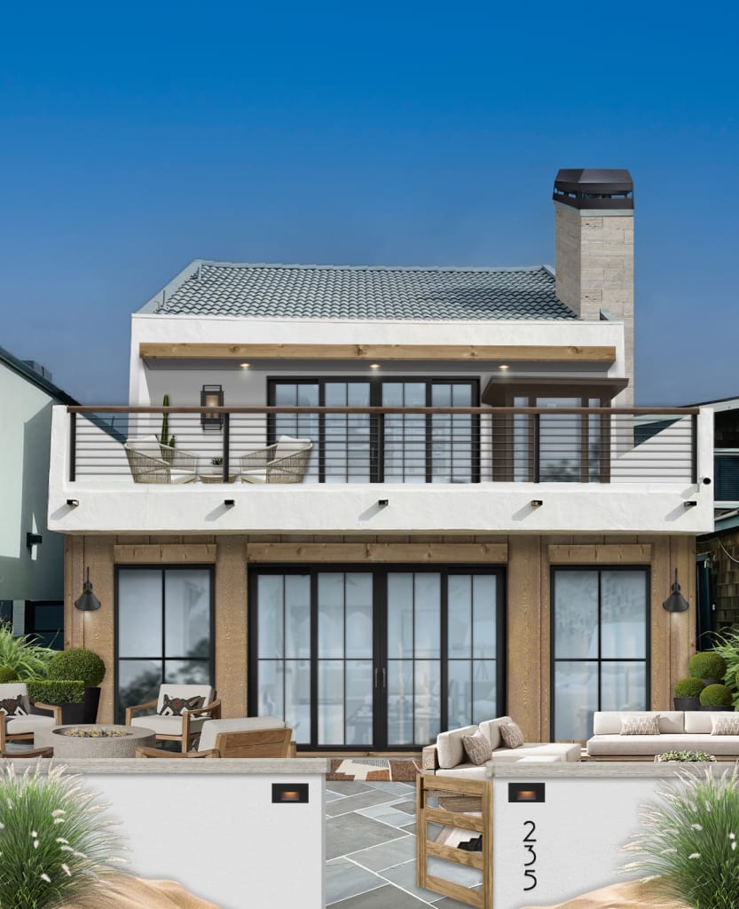 Rooftop deck that extends from second level of home