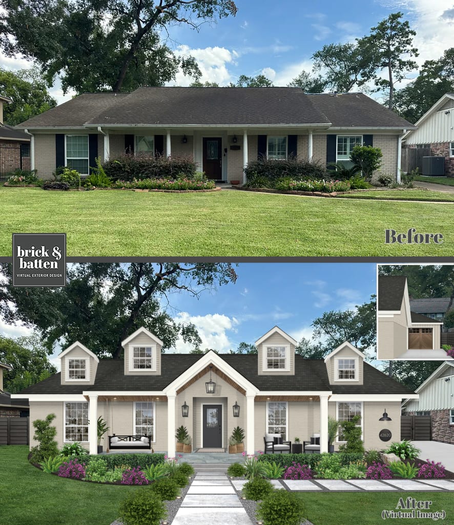 A before and after demonstrating the power of house staging for outdoor spaces