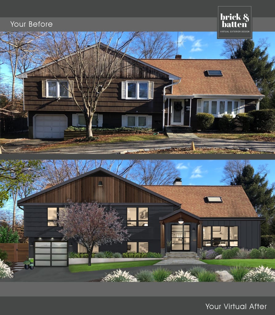 before and after digital design split level house in modern style