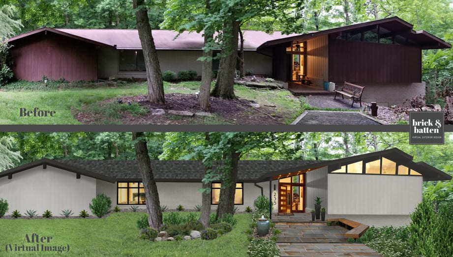 Mid-Century WIndows and water feature
