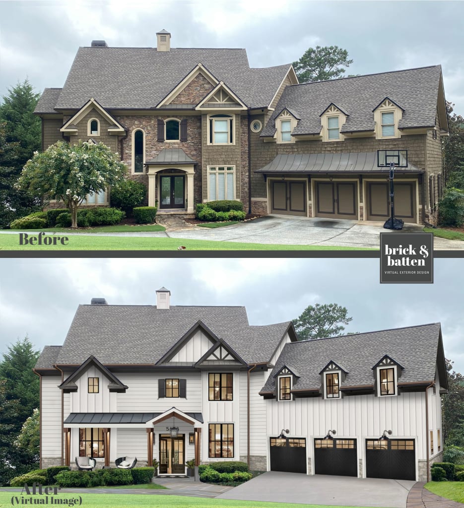 Before and after of home with removed tree