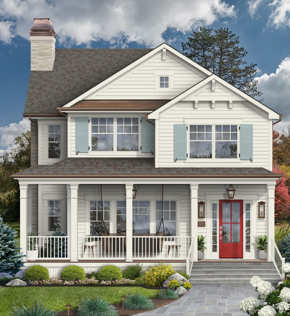 rendering showing door color for white houses