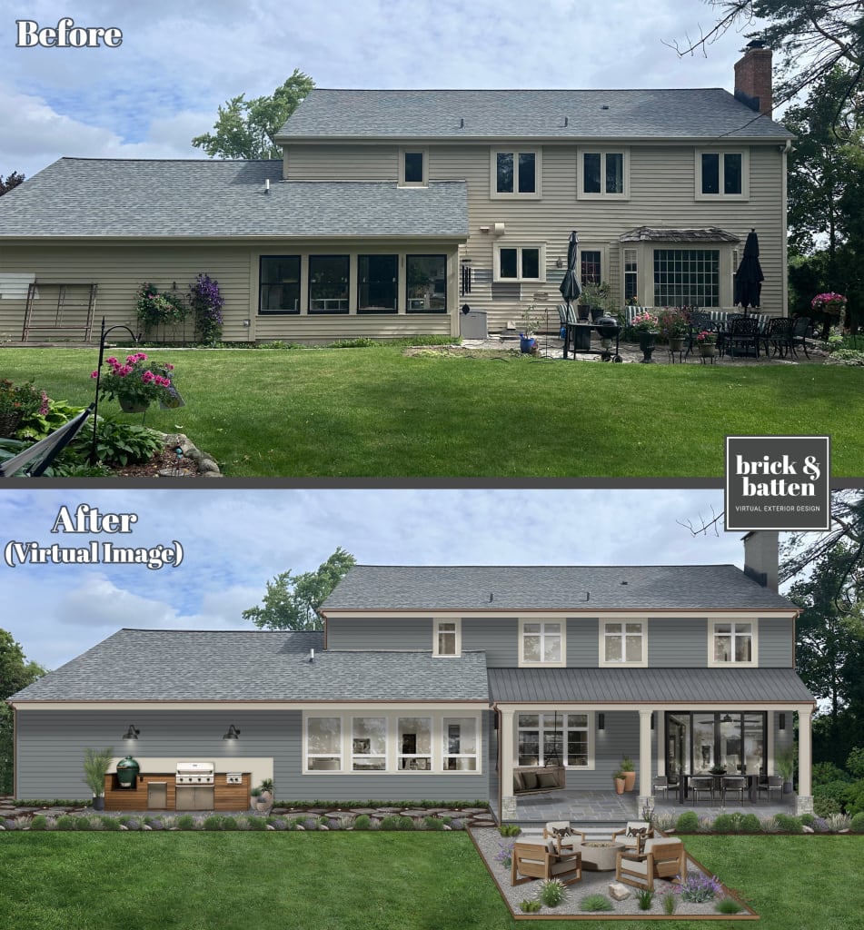 A before and after demonstrating the power of house staging for outdoor spaces