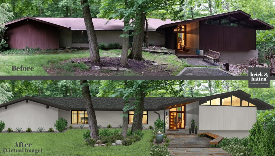 Mid-Century WIndows and water feature