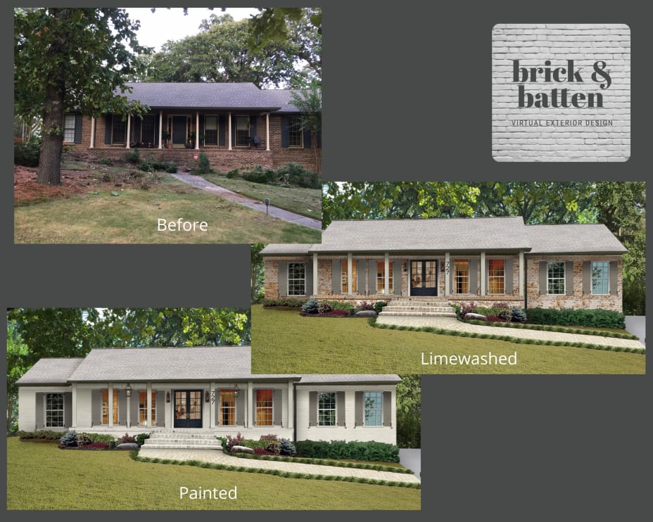 Limestone Wash Brick Ranch Style Home I Painted My Brick House White