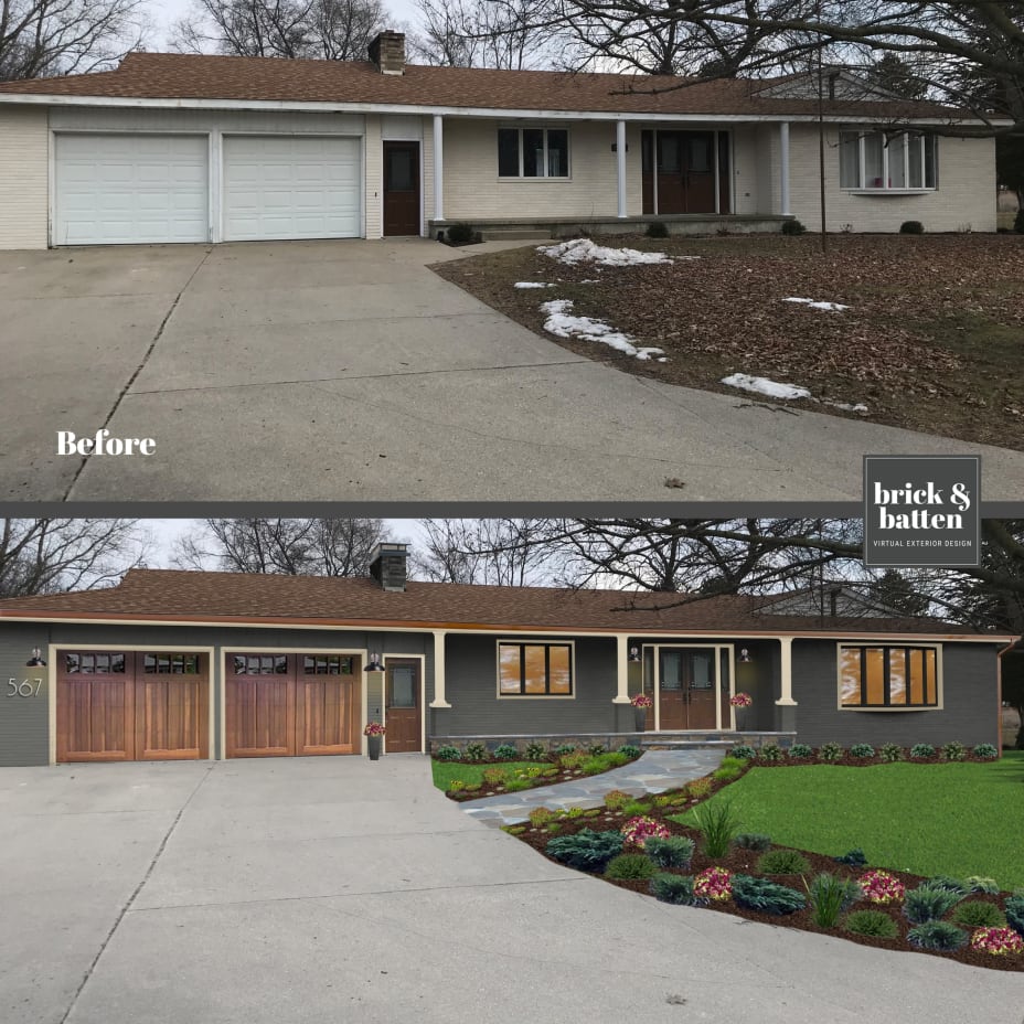 1950 Ranch House Exterior Makeover Painted Brick Ranch Homes Painted