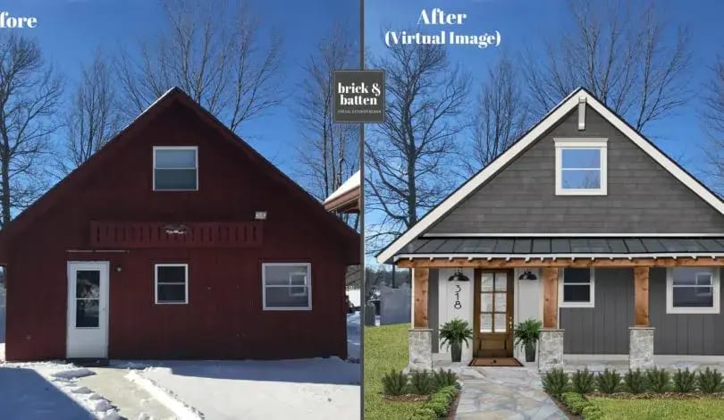 Before and After of the Hardiepanel Vertical Siding