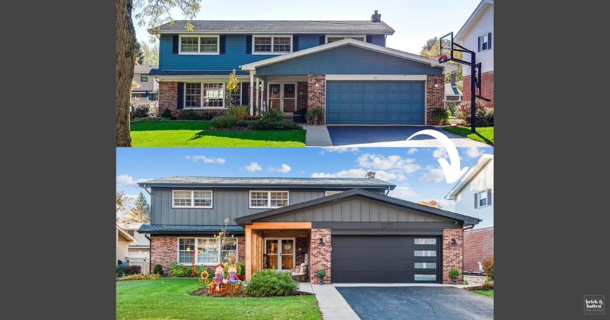 New Board and Batten Siding with Brick brick&batten