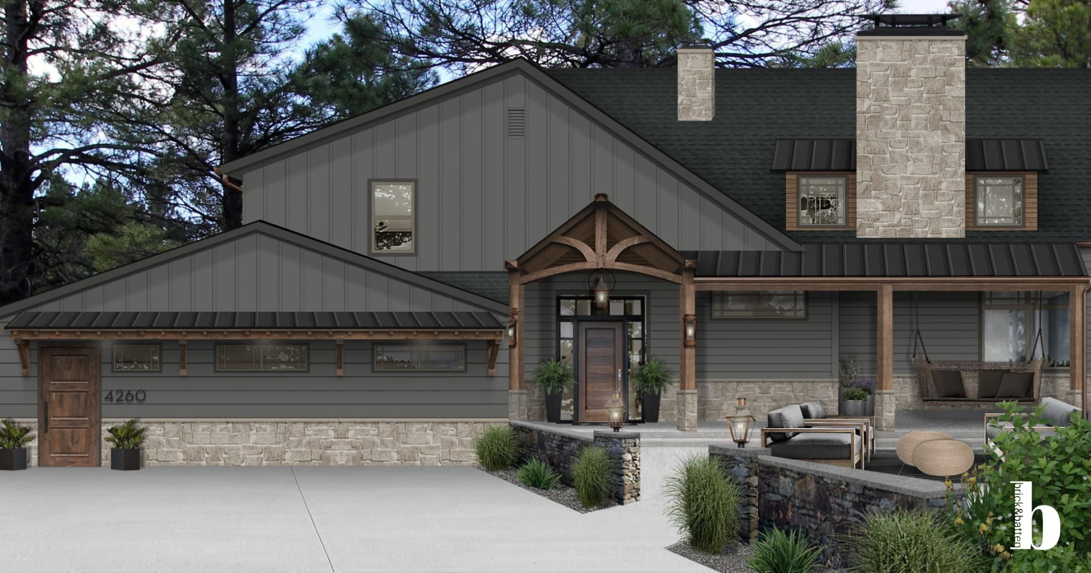 Modern Ranch Mountain House Front Yard With Porch Ideas: Stunning Designs