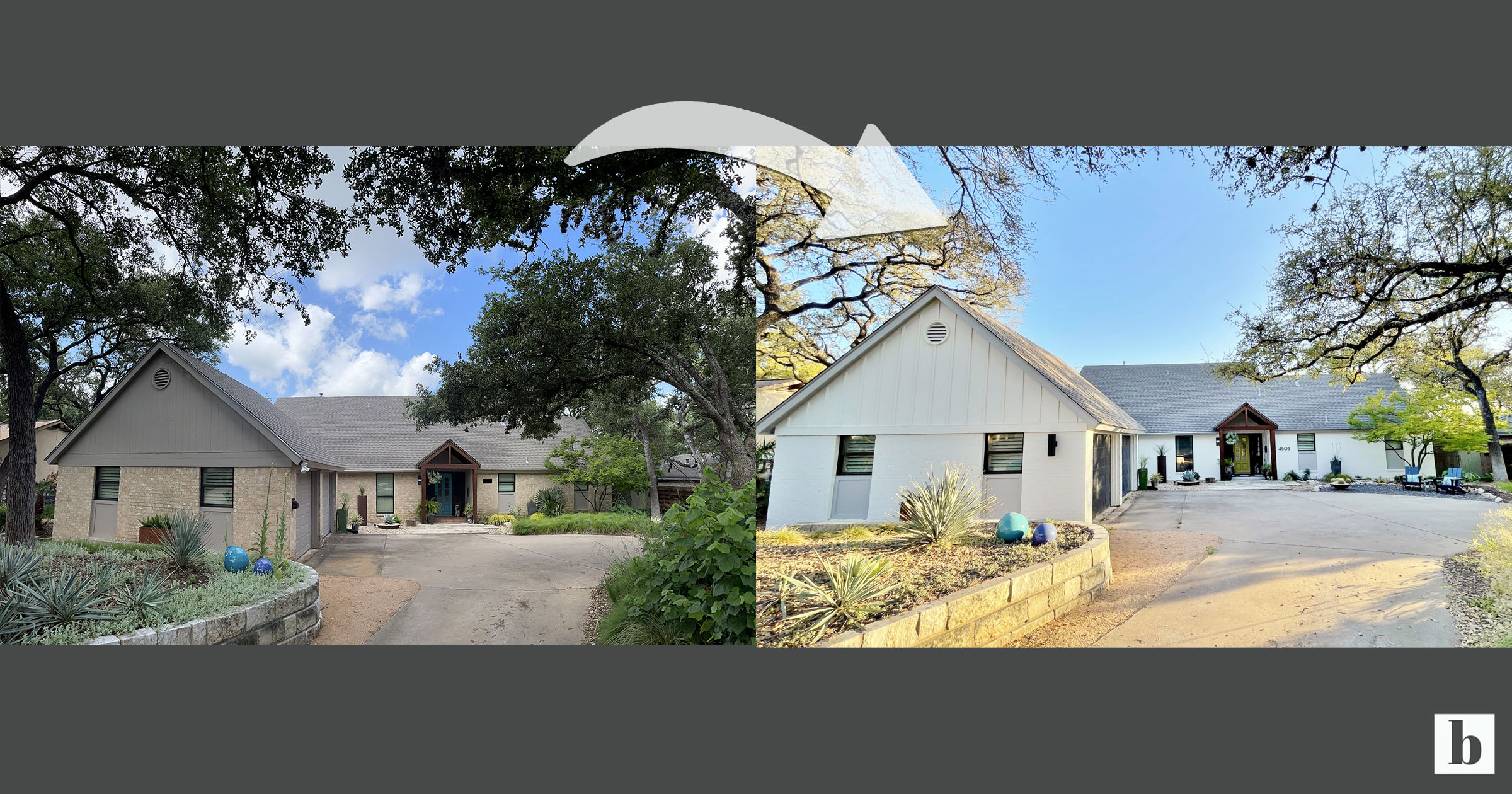 WhitePainted Brick House Before & After brick&batten