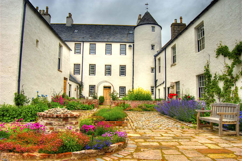 logie country house wedding venue with vibrant flowers