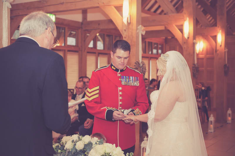 South West | Hampshire | Yatley | Winter | Classic | Traditional | Military | Blue | Gold | Barn | Real Wedding | Sarah Elvin #Bridebook #RealWedding #WeddingIdeas Bridebook.co.uk
