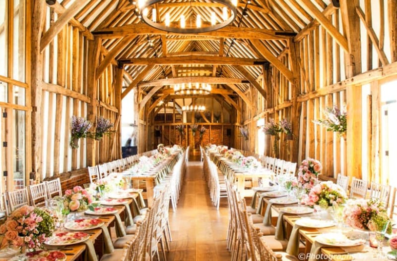 Inside of the beautiful Micklefield Hall wedding venue in Hertfordshire, UK