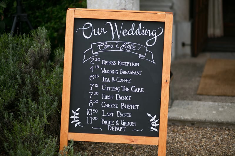 Bridebook.co.uk- order of service written on a blackboard