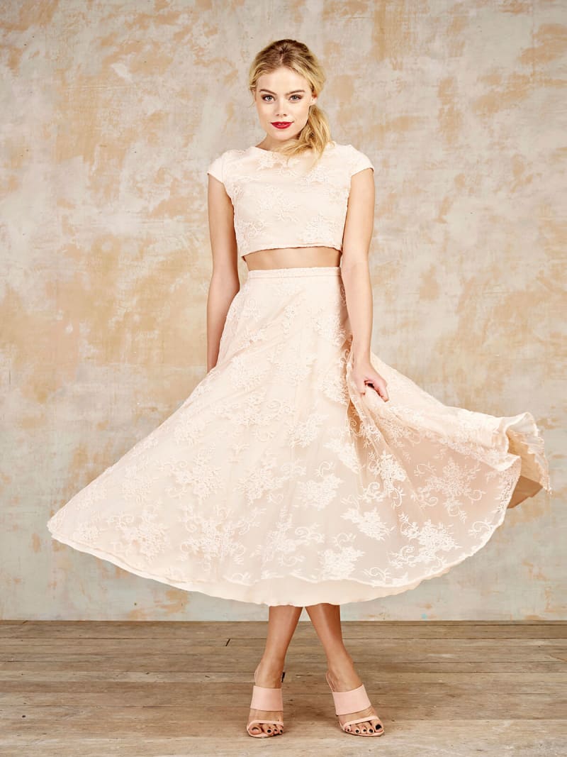 bridebook.co.uk house of ollichon blush skirt and crop top