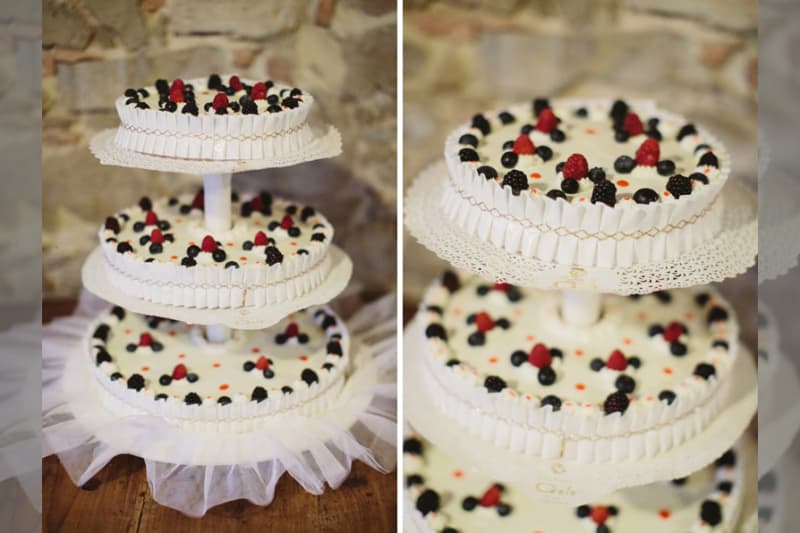 Bridebook.co.uk- white tiered wedding cake decorated with fresh berries
