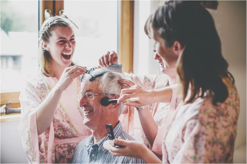 Bridebook.co.uk- bridesmaids doing father of the bride hair and make-up
