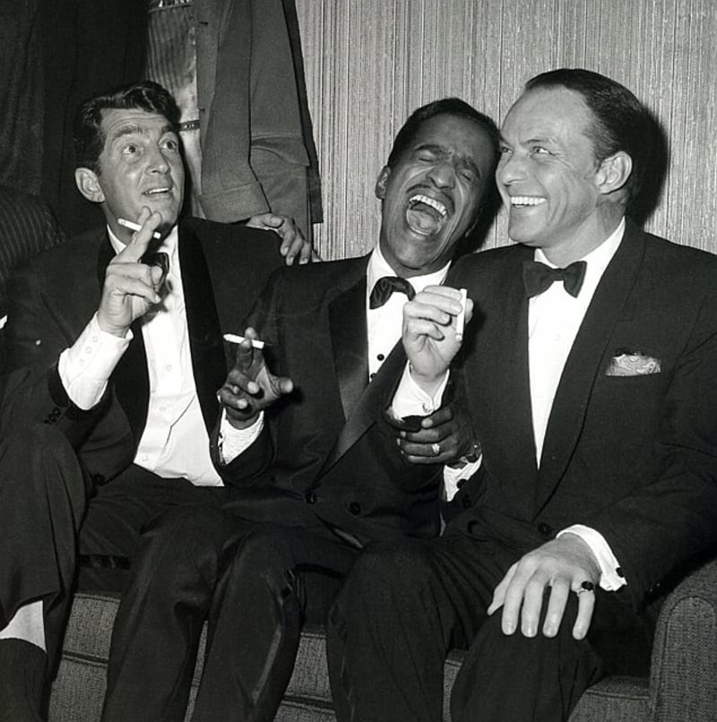 Bridebook.co.uk- rat pack  in tuxes laughing