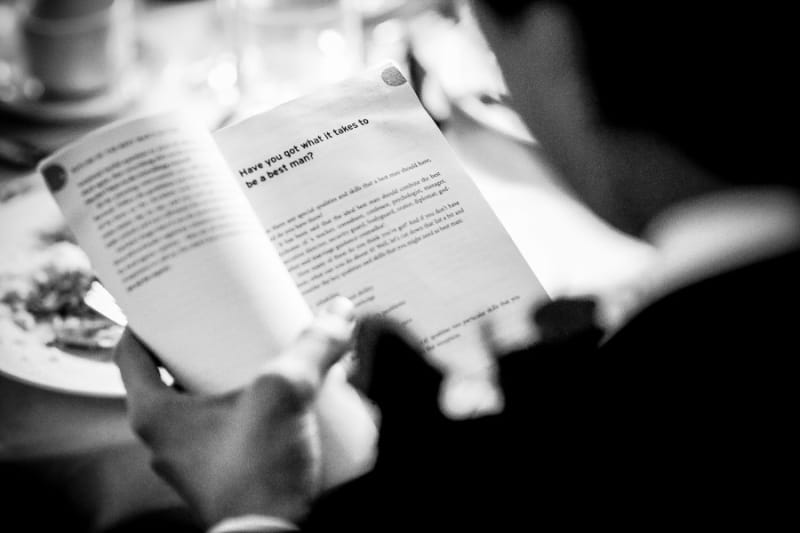 Bridebook.co.uk- best man reading a book about being a best man