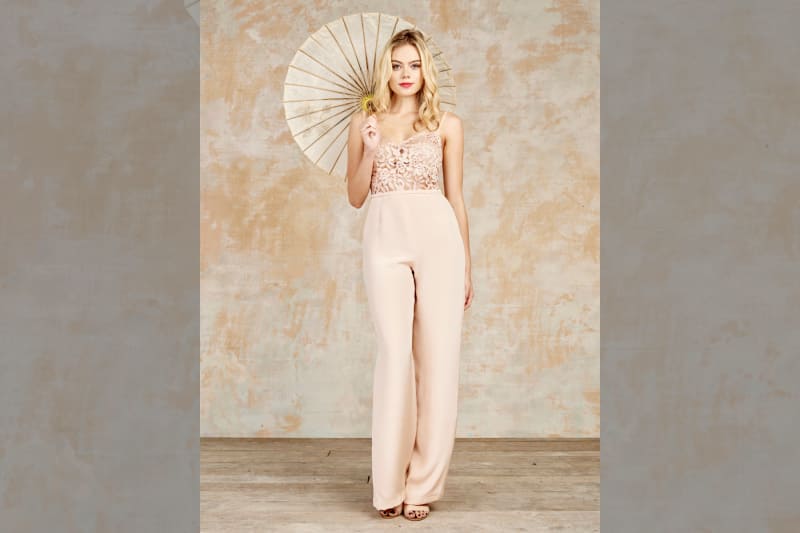 bridebook.co.uk bride in a blush jumpsuit