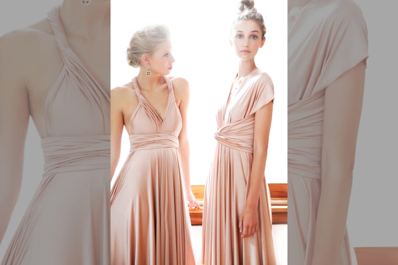 bridebook.co.uk twobirds two girls in champagne dresses