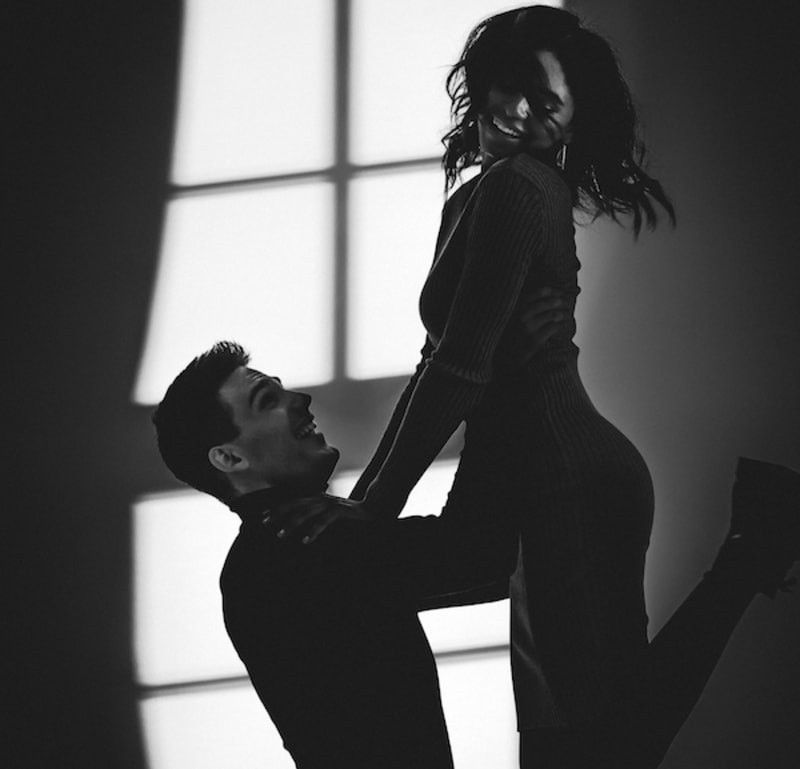 couple dancing in black and white