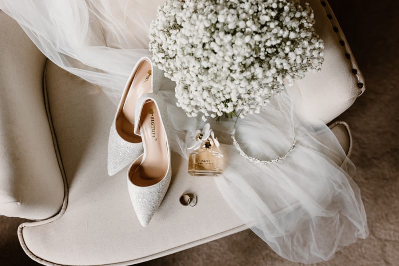 Faye and Adam Hughes in the church getting married