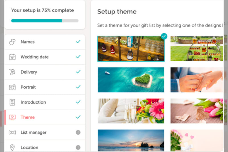 Marriage Gift List, setting up the gift list example