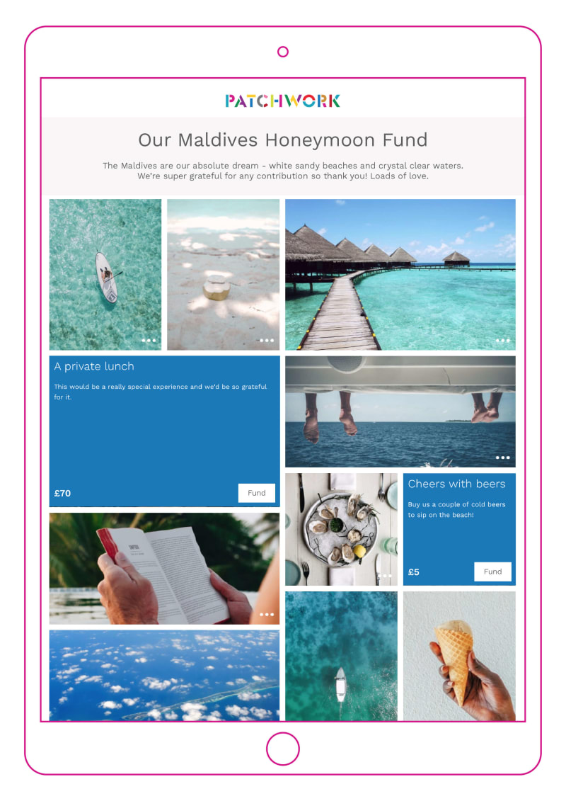 Patchwork Maldives honeymoon fund