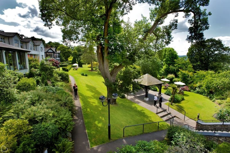 beautiful gardens of the castle green hotel in cumbria