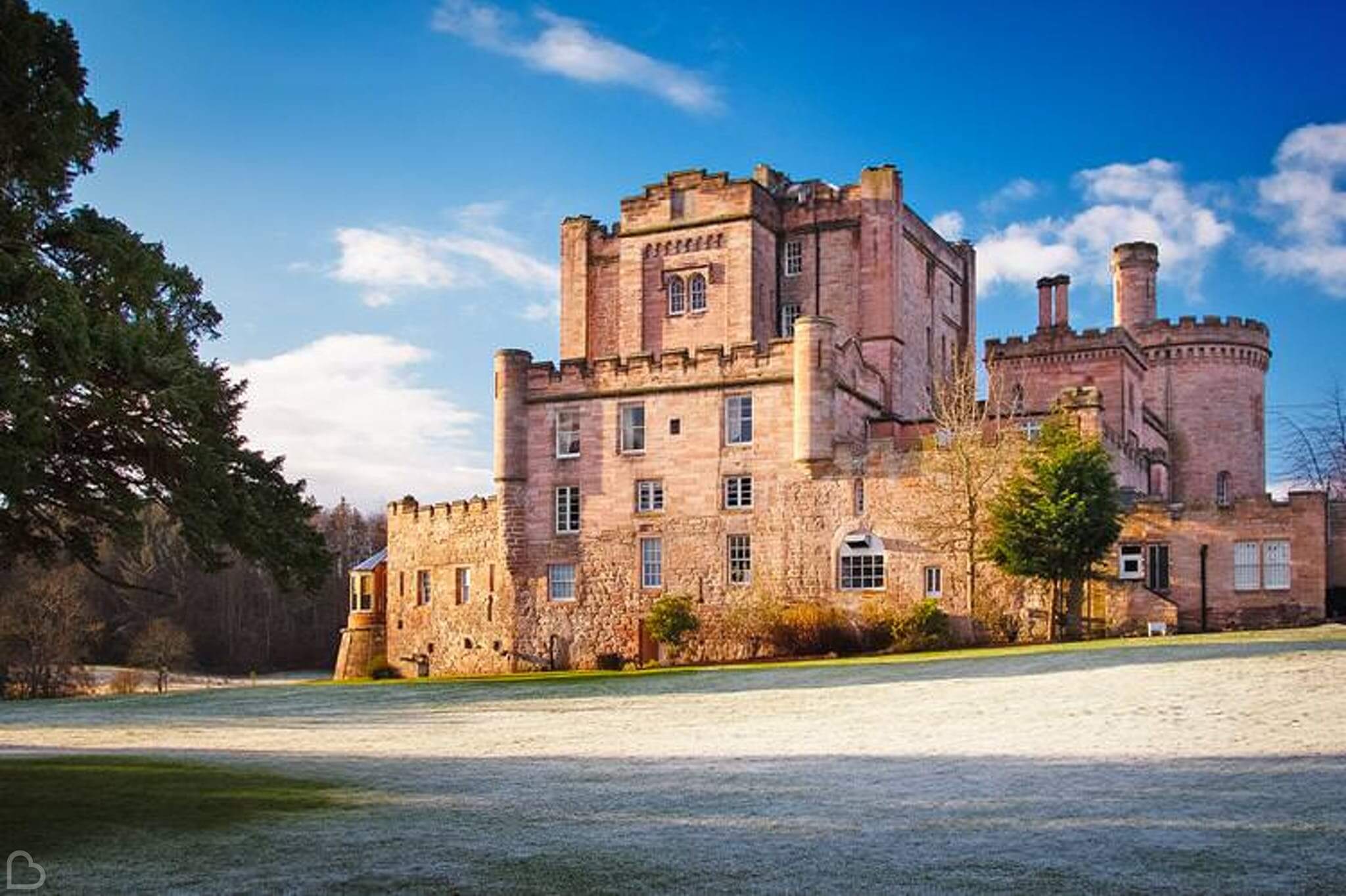 dalhouse castle on a sunny day