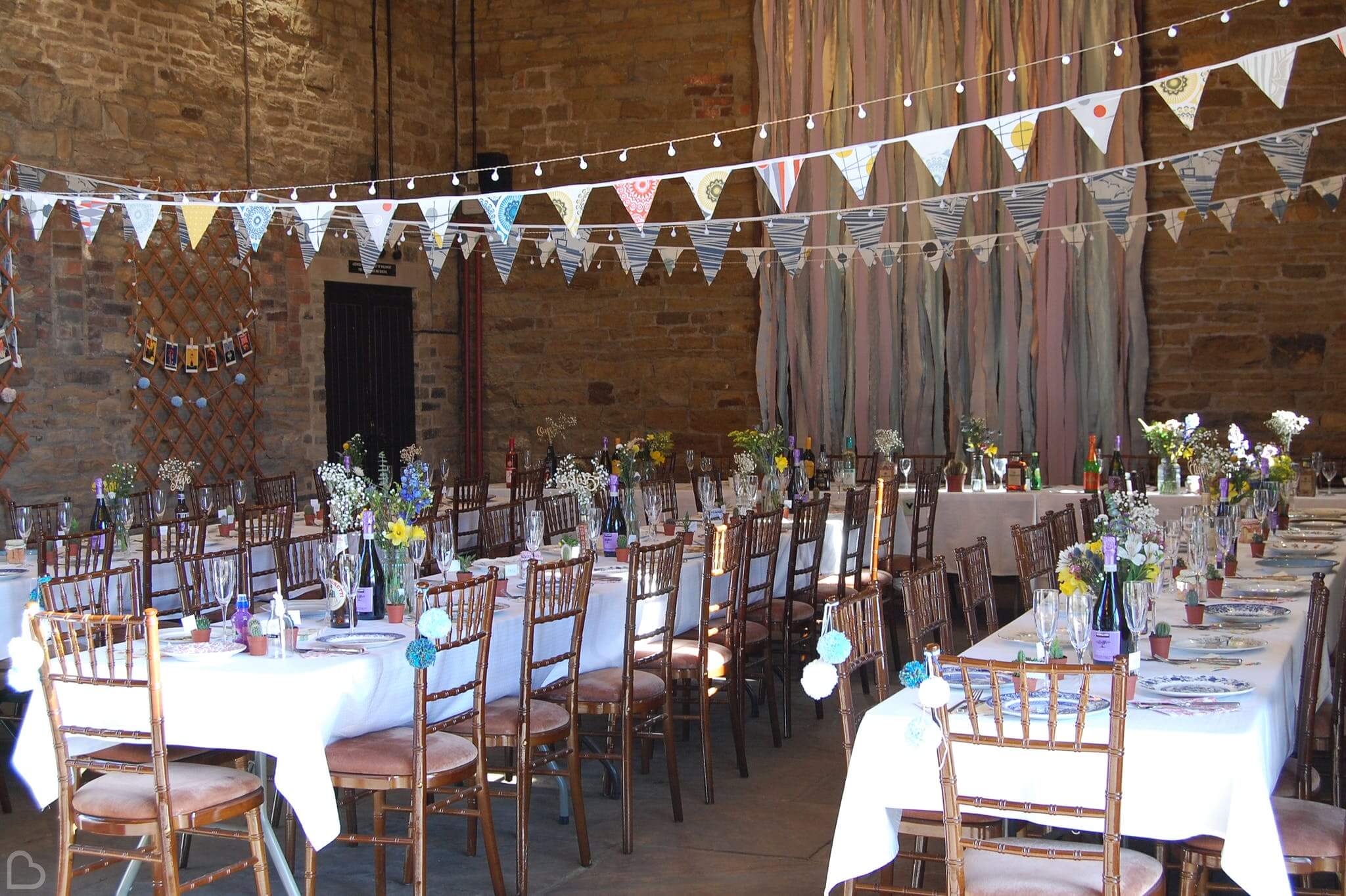 oakwell barn with decorative flags