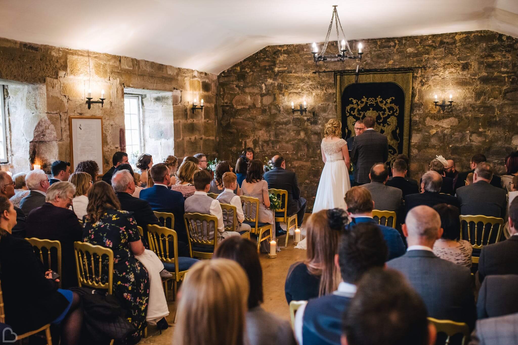 Wedding ceremony is process at Danby Castle. A beautiful place to get married in north yorkshire.