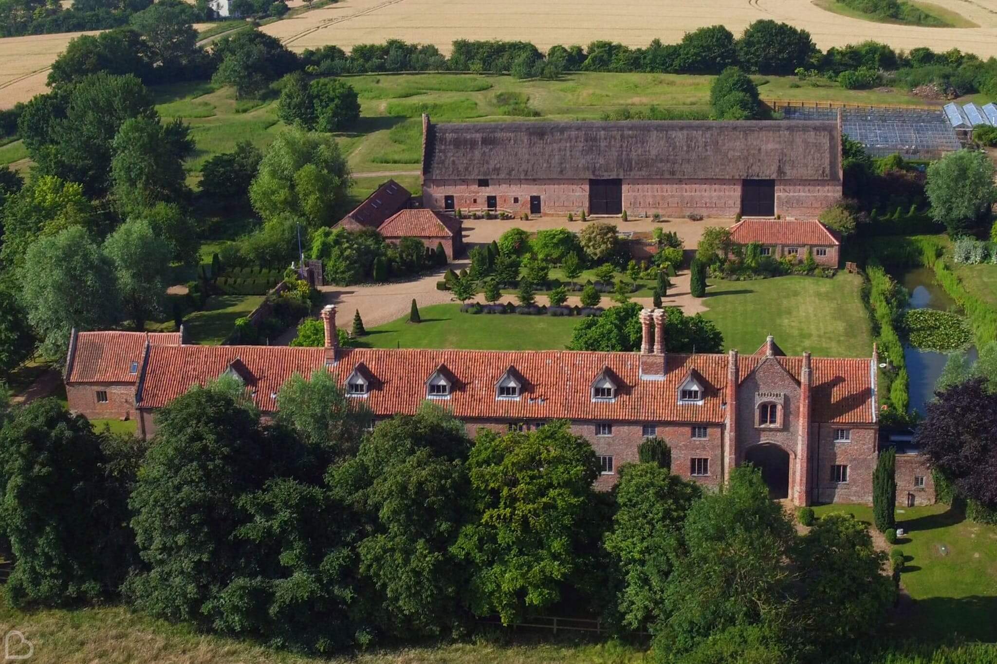 hales hall and the great hall birds eye view