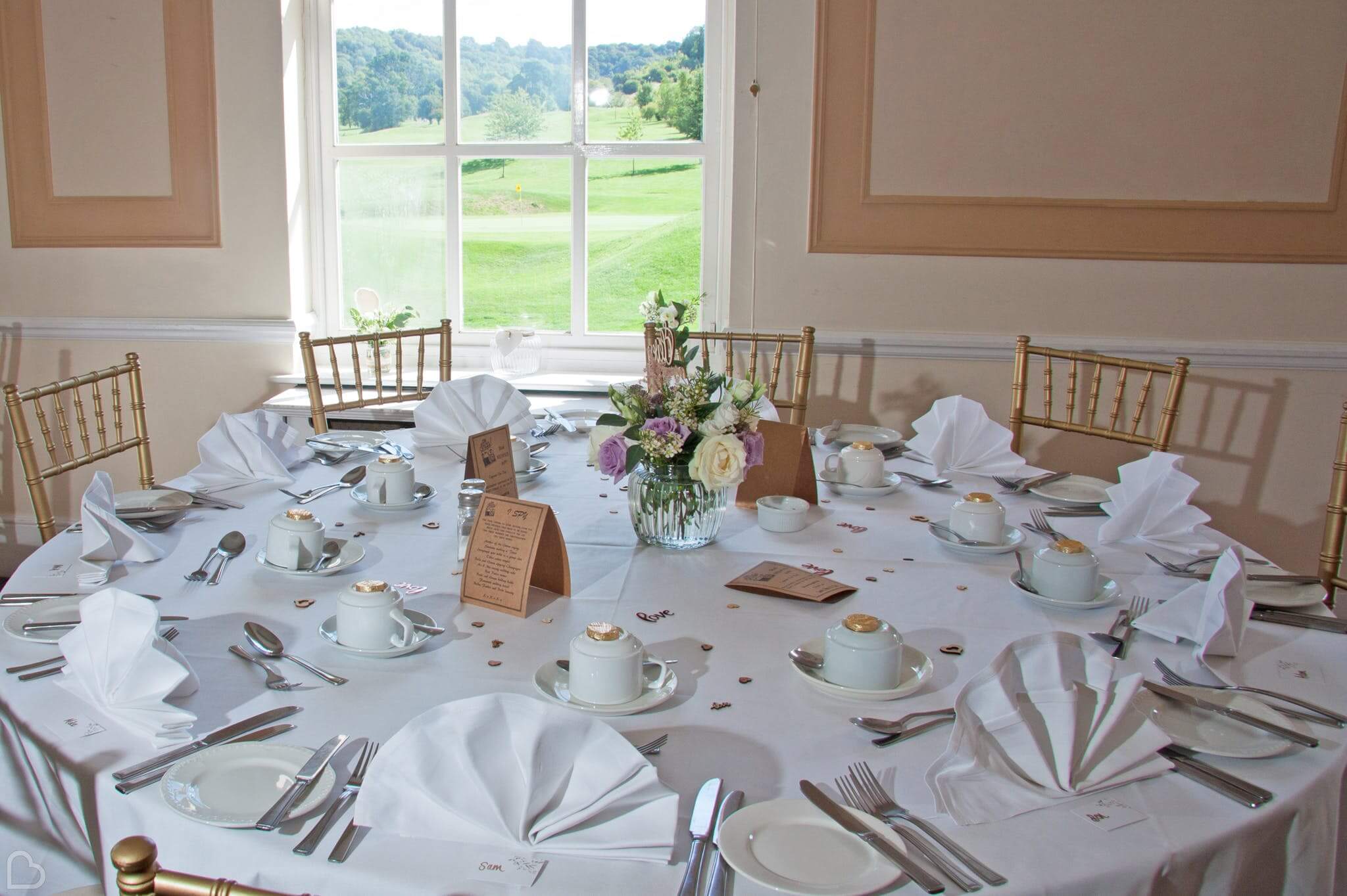 table set up beautifully at woldingham golf club