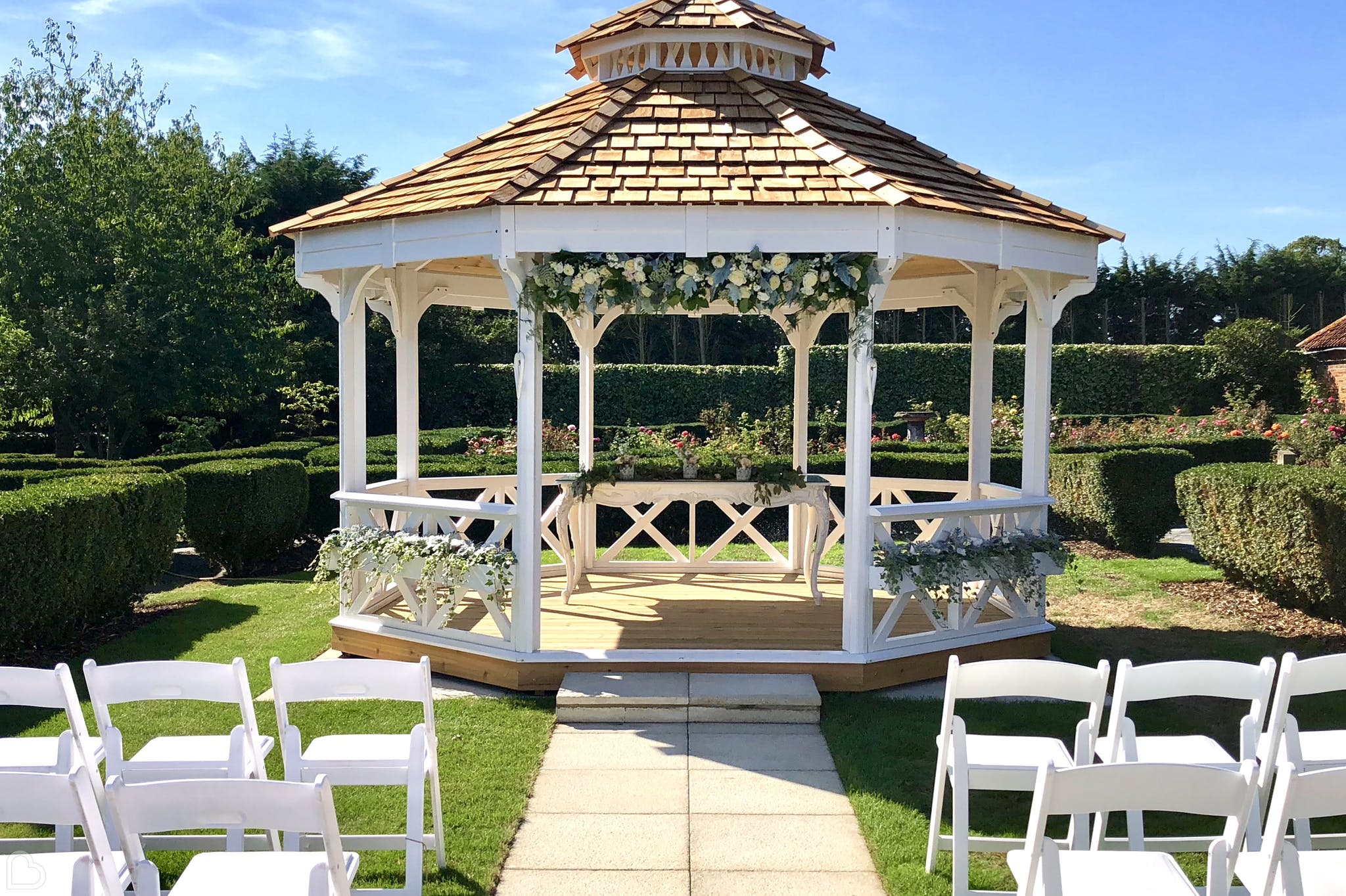 The Lawn gazeebo on a sunny day 