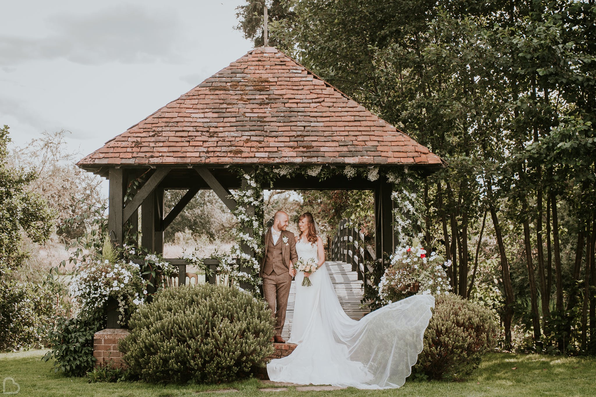 Newlyweds happy at Prested Hall in Essex