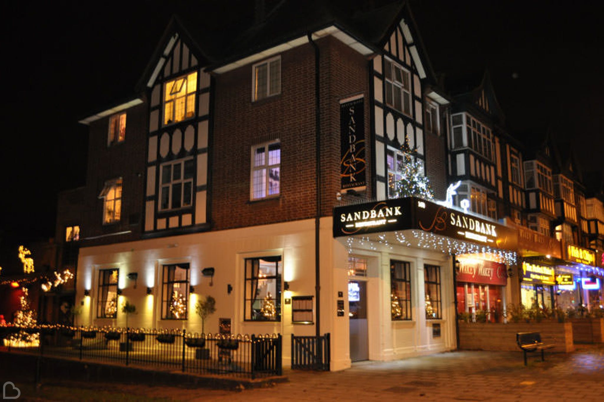 The sandback restaurant at night