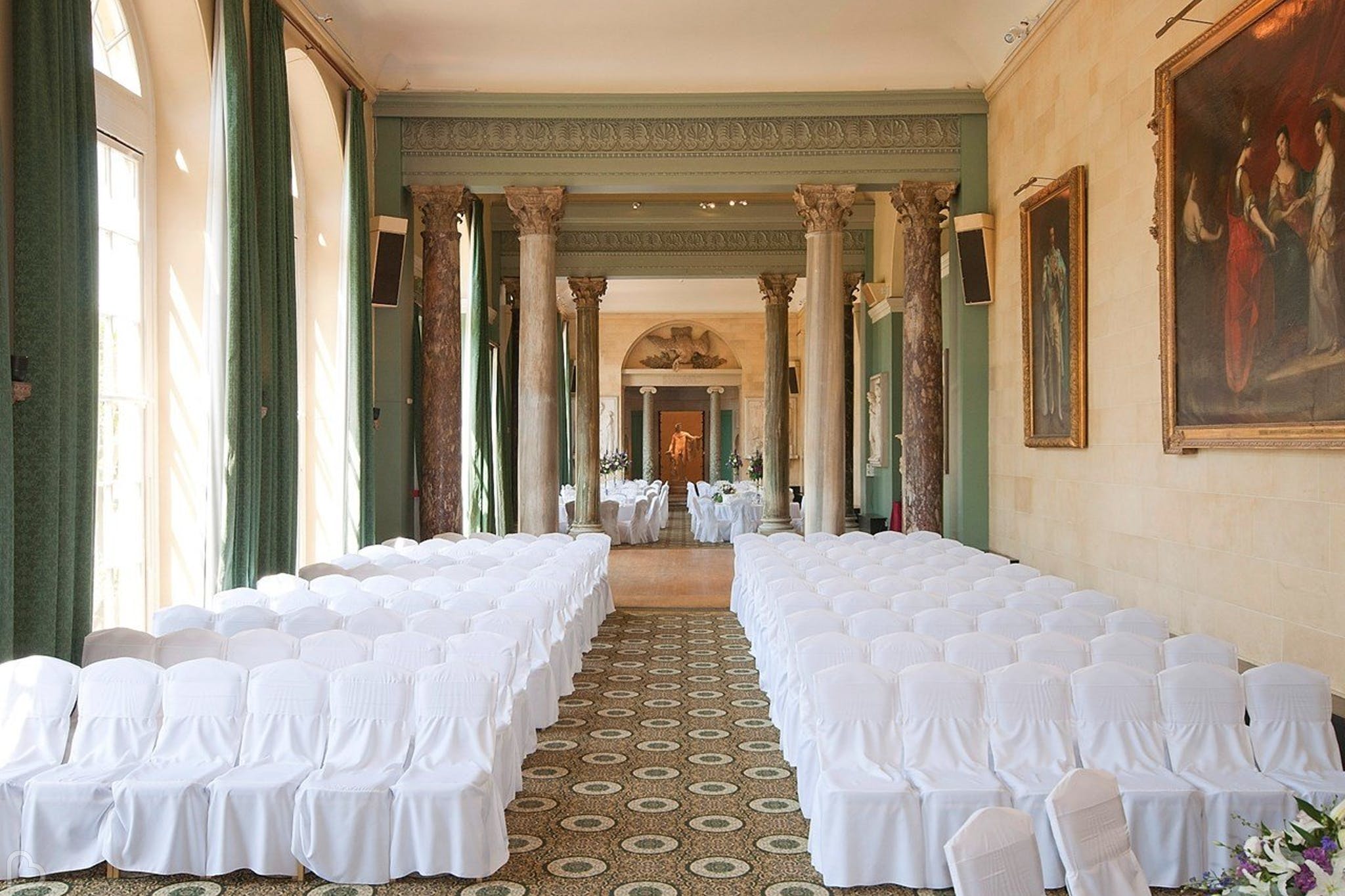 The Sculpture Gallery set up for a wedding ceremony.