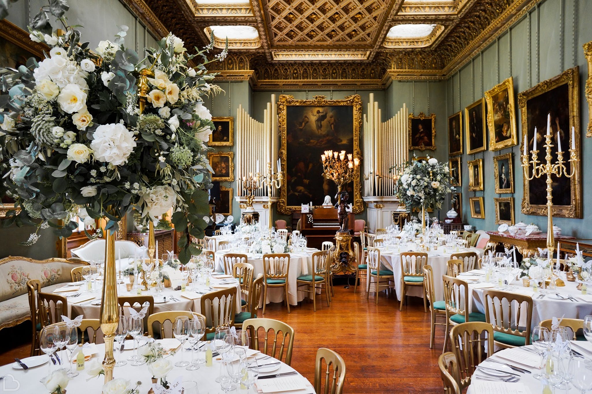 Somerley dining room set up for wedding.