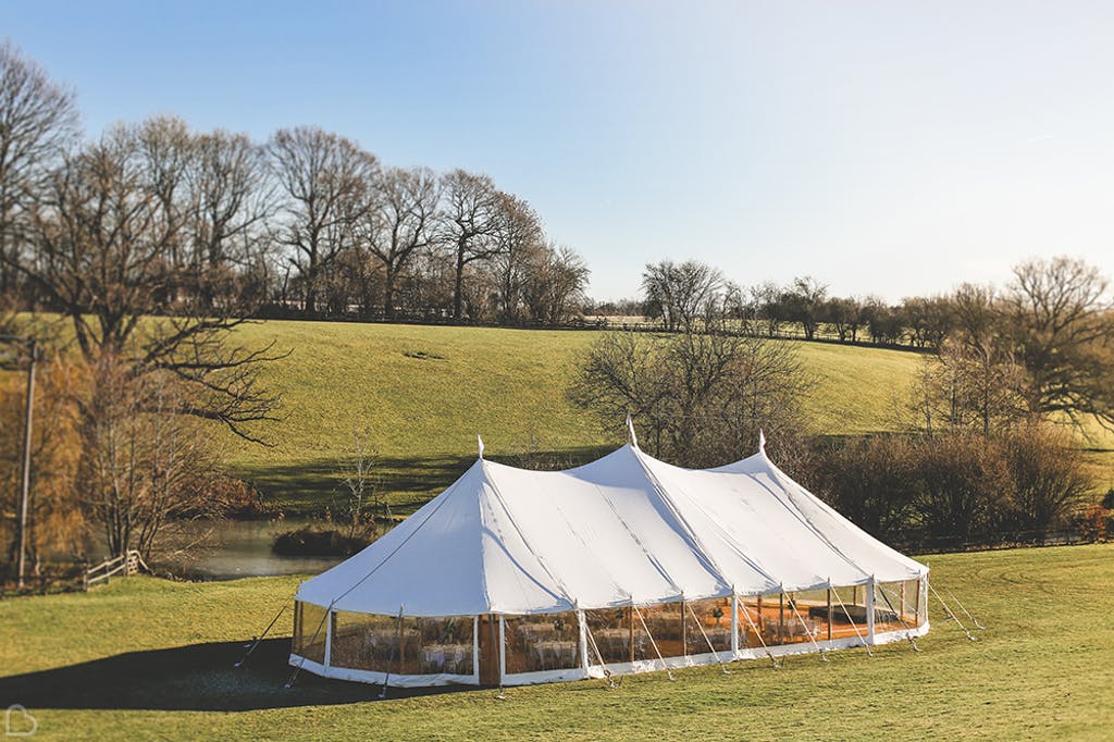 Marquee in the lawn at greenhill farm.